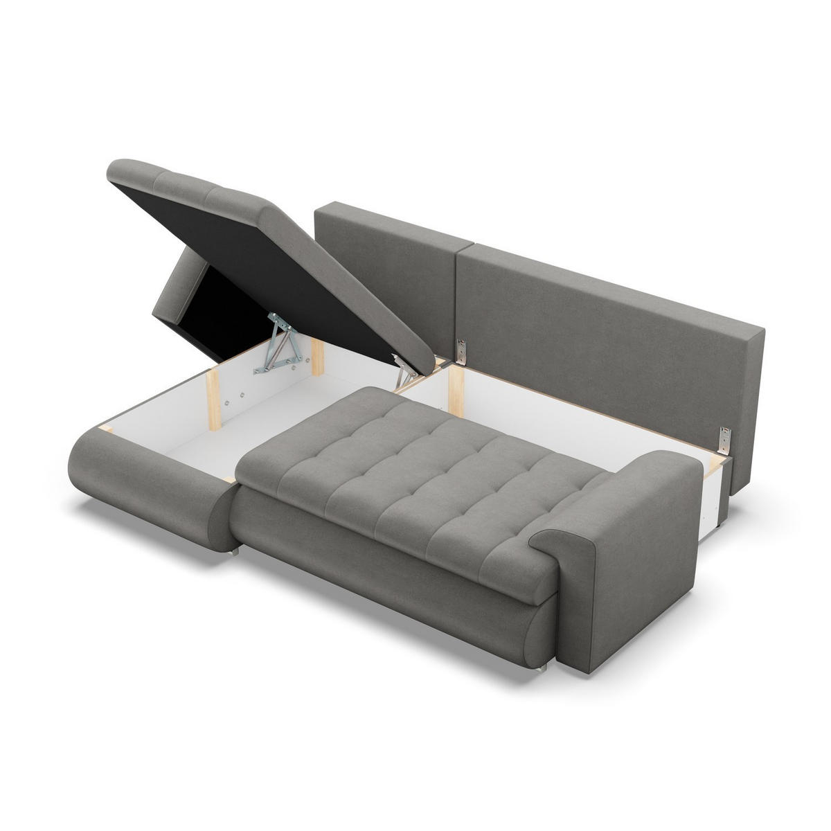 ECKSOFA LINKS MIT SCHLAFFUNKTION FORESTA, Hellgrau - Hellgrau, Textil (230/159cm) - Mebligo