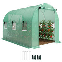 GEWÄCHSHAUS DE-05792 3x2x2 m, 2 Rolltüren & 6 Netzfenster Grün - Grün, Kunststoff/Metall (200/200/300cm) - ComfortXL