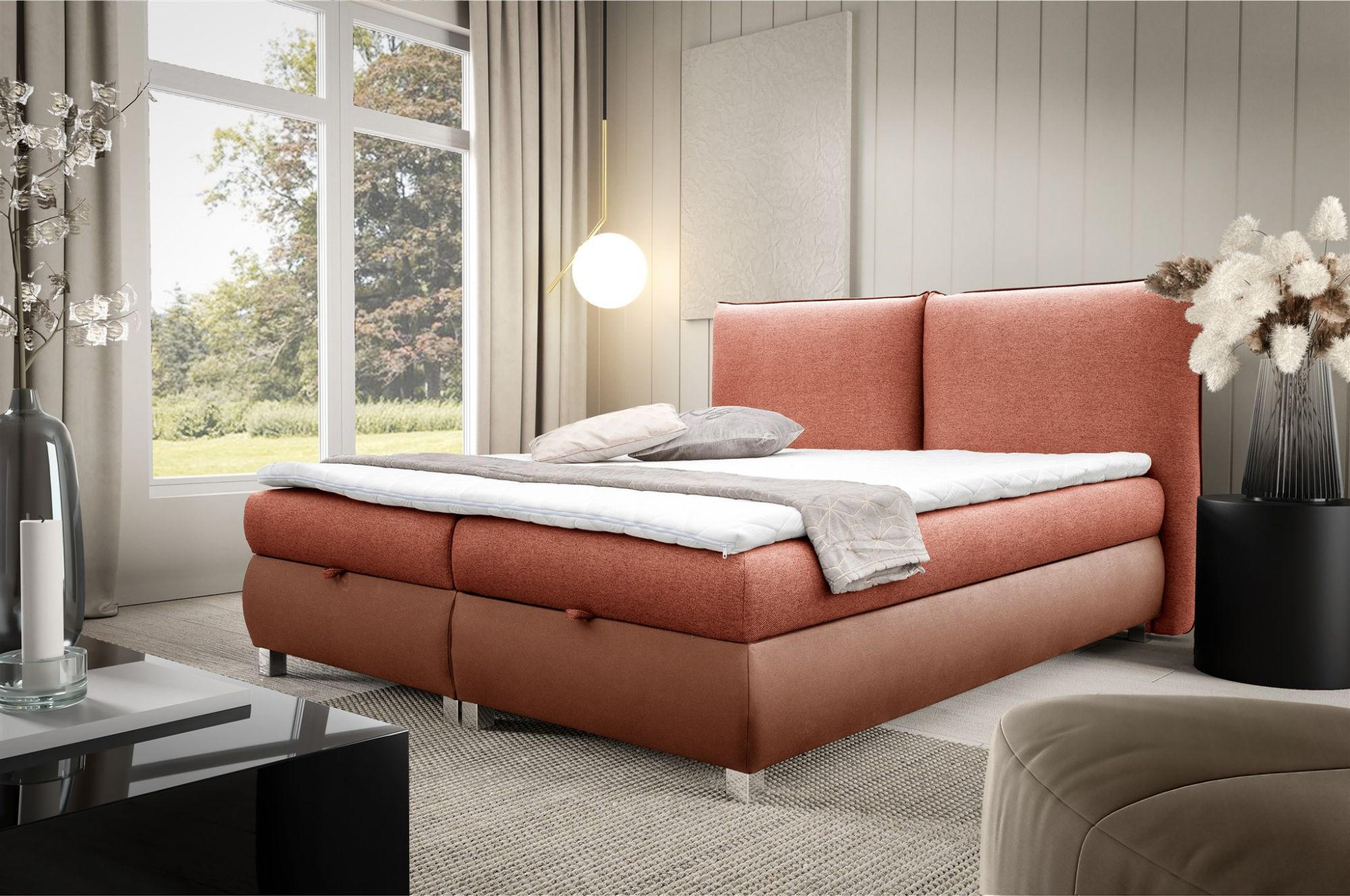 BOXBETT Valentin In Neve - Rotbraun, Holzwerkstoff/Textil (120/200cm) - Fun Möbel