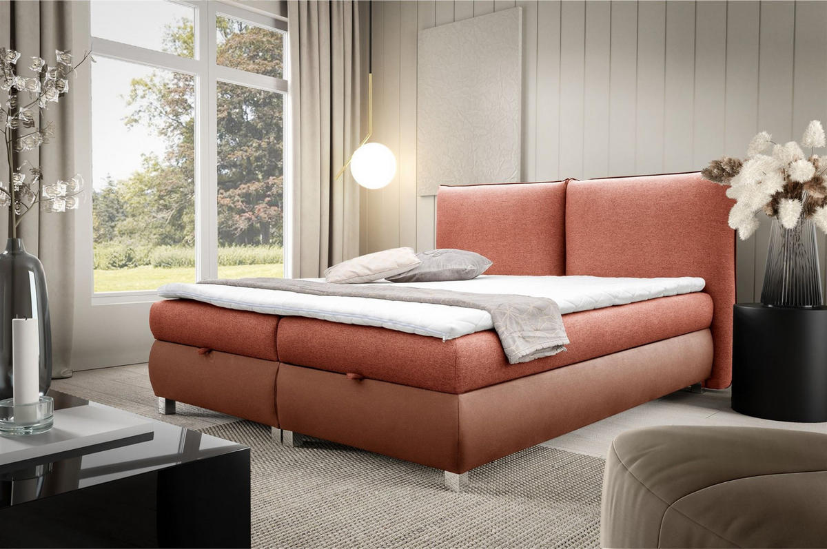 BOXBETT Valentin In Neve - Rotbraun, Holzwerkstoff/Textil (120/200cm) - Fun Möbel