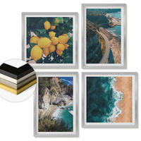 WANDBILDER 4er Set - 50x50 cm & 40x60 cm Silberner Rahmen - Meerstrand Zitronen Berge - Silberfarben, Kunststoff (50/50cm) - ArtPrintCave