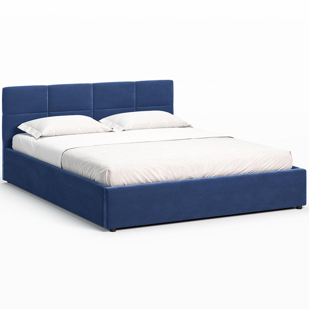 POLSTERBETT 160×200 mit Bettkasten und Lattenrost Mika HLR-64 Blau Velours - Blau, Holz (160/200cm) - Jana