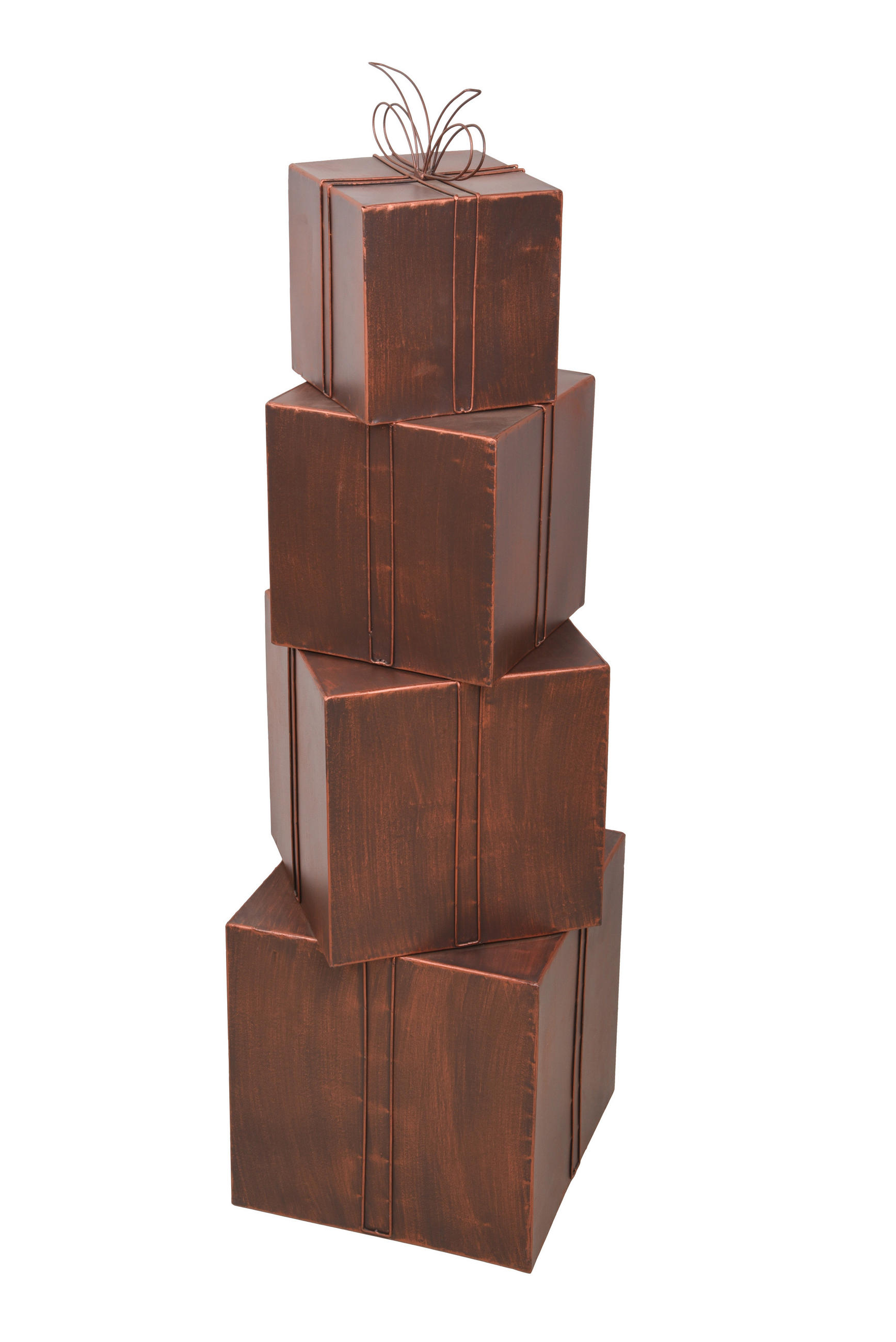 GESCHENKPAKETE Mefo 4er Set Stahl Rostfarben 48x35x35cm - Rostfarben, Metall (35/48/35cm) - DELUKE