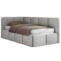 JUGENDBETT ARVO 90/200 - Hellgrau Velvet - ohne Matratze - Links Seite - Hellgrau, Textil (90/200cm) - MKS