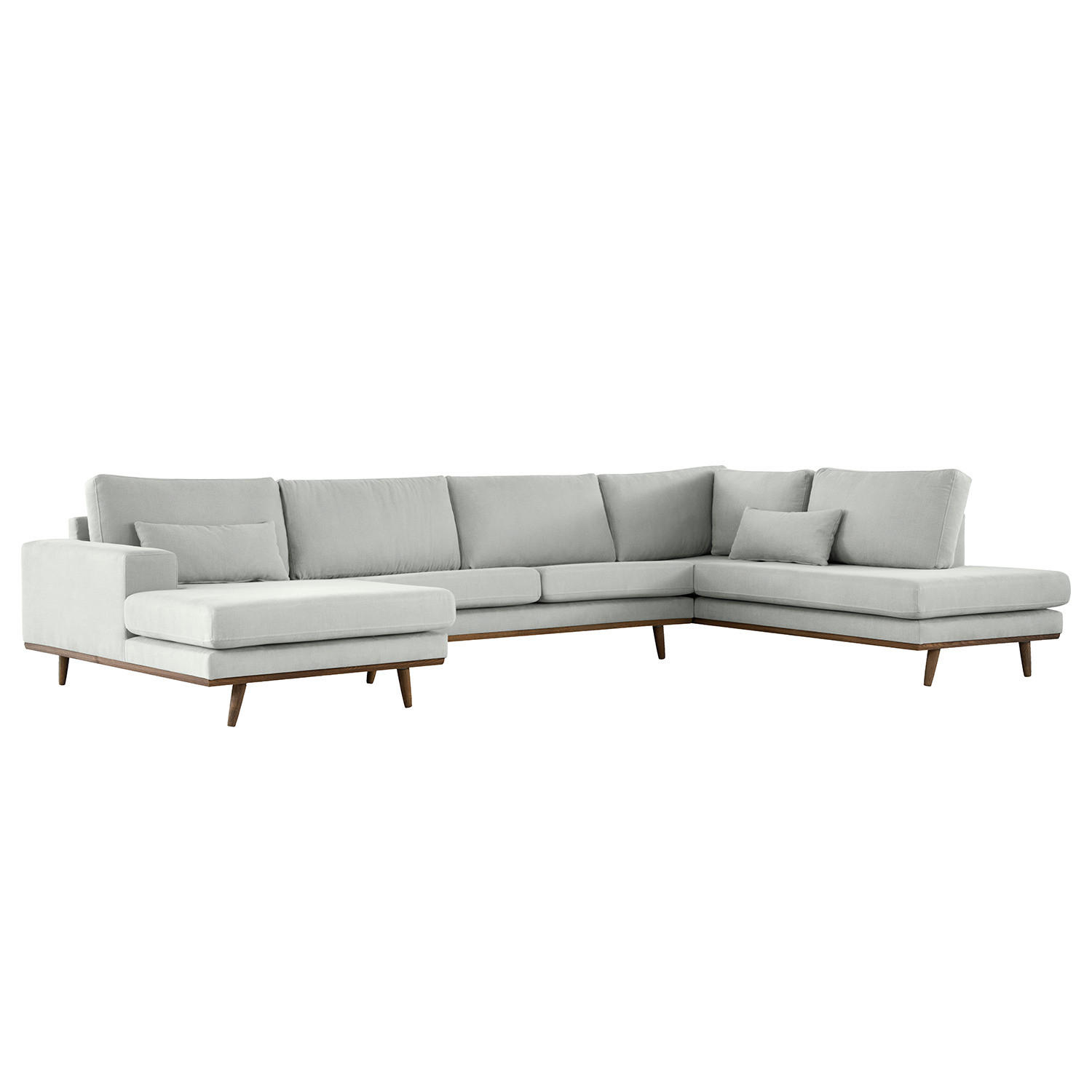 WOHNLANDSCHAFT mit Longchair - Eichefarben/Grau, Naturmaterialien/Eichenholz (371/81/219cm) - home24