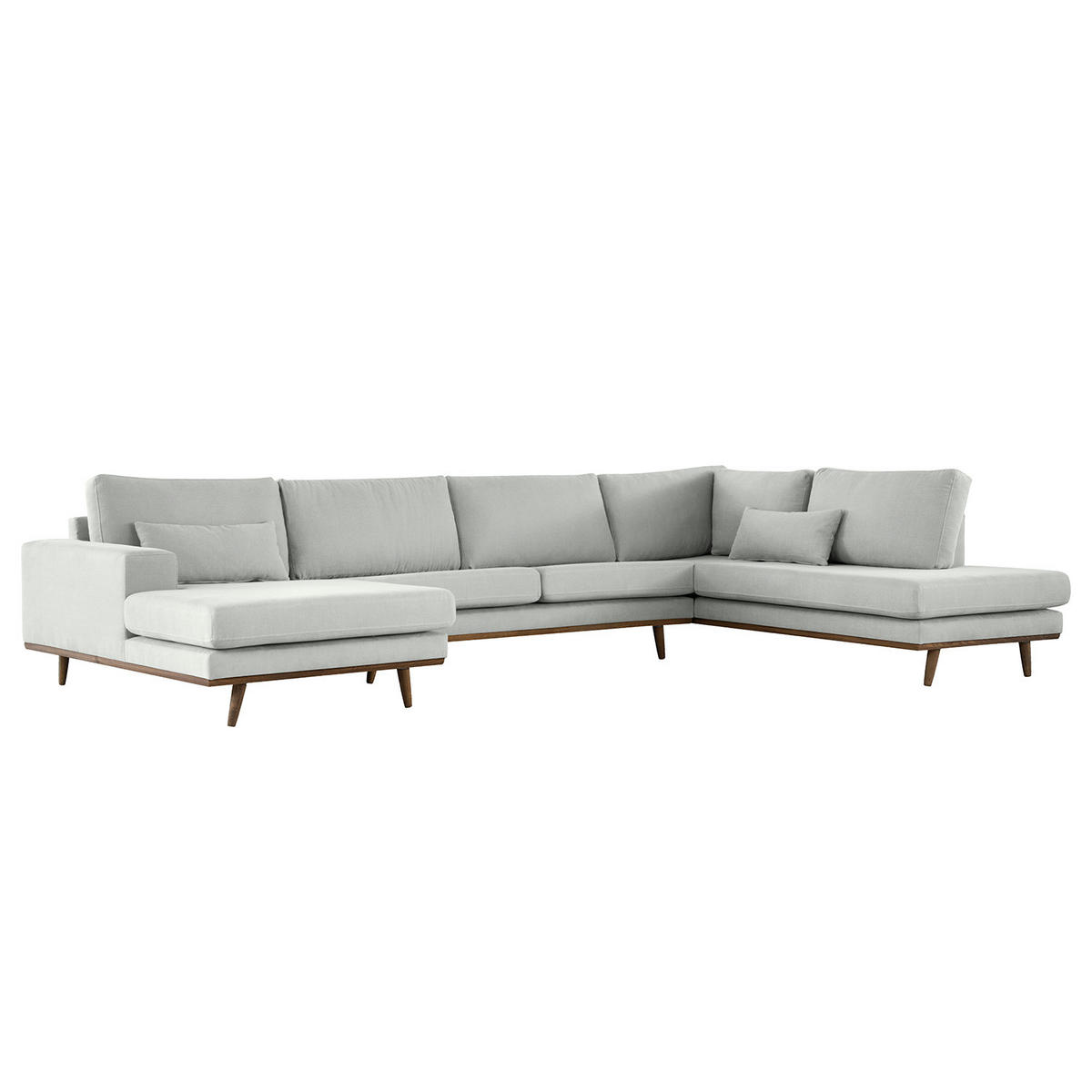 WOHNLANDSCHAFT mit Longchair - Eichefarben/Grau, Naturmaterialien/Eichenholz (371/81/219cm) - home24