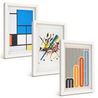 BILDER SET 3er Set - 20x30 cm Weißer Rahmen - Abstrakte moderne Geometrie - Weiß, Kunststoff (20/30cm) - TULUP