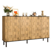 SIDEBOARD aus Spanplatte 160x35x80,5 cm Natur/Schwarz mit 2 Türen, festen Fächern und Mosaikfront - Naturfarben, Holzwerkstoff (160/80/35cm) - Modfu