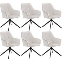 ESSZIMMERSTUHL 6er Set, Samt, Metallbeine, Creme - Creme/Schwarz, Kunststoff/Textil (58/86/63.5cm) - Woltu