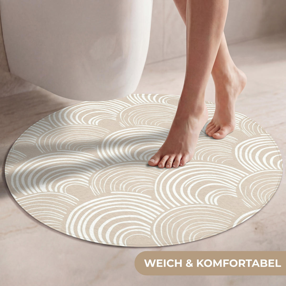 WC PŘEDLOŽKA Vlny - Textura - Béžová 70x70 cm - kašmírová, textil/plast (70/1cm) - OnlyWow