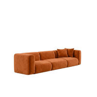 SOFA 3-Sitzer, Velvet-Stoff Bluvel, Zimtfarbe, GRETA - Orange, Holz (319/70/89cm) - Kaiser Möbel