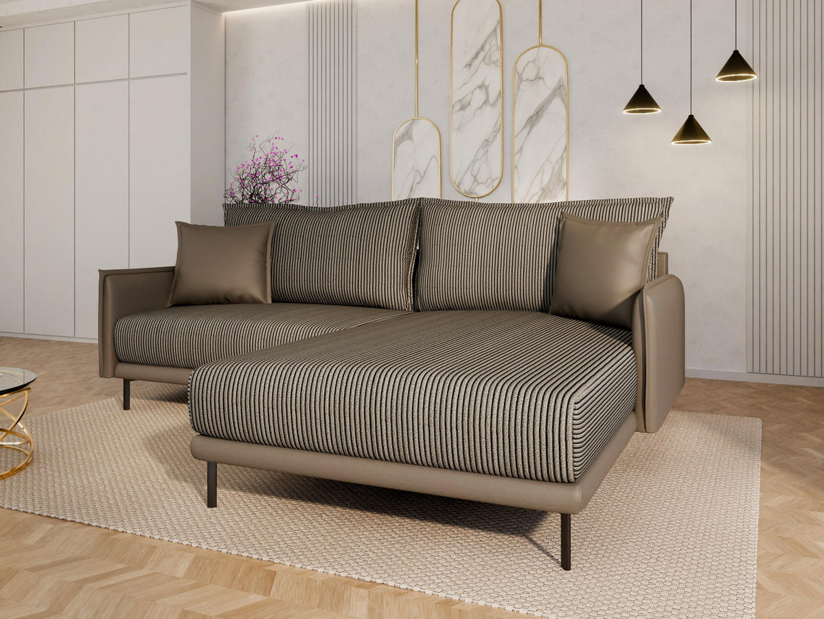 ECKSOFA Selva – modernes Design trifft auf höchsten Komfort, Mokka - Mokka, Holz (246/190cm) - Panda Möbel