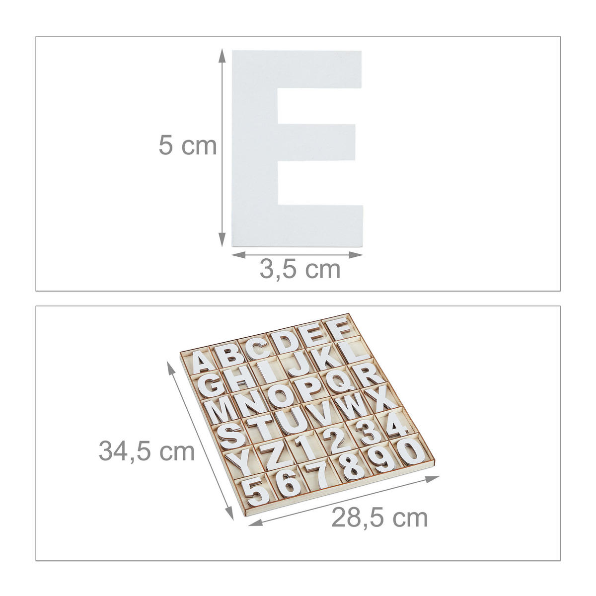 144-tlg.HOLZBUCHSTABEN-SET - Multicolor, Holz (28.5/1.5/34.5cm) - Relaxdays