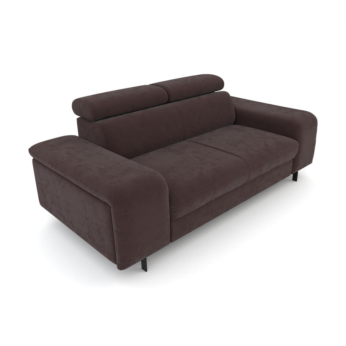 2,5-SITZER Vaasa Flachgewebe Braun klappb. Kopfstützen 198/100/81 cm - Dunkelbraun, Kunststoff/Textil (198/81/70cm) - foamnova
