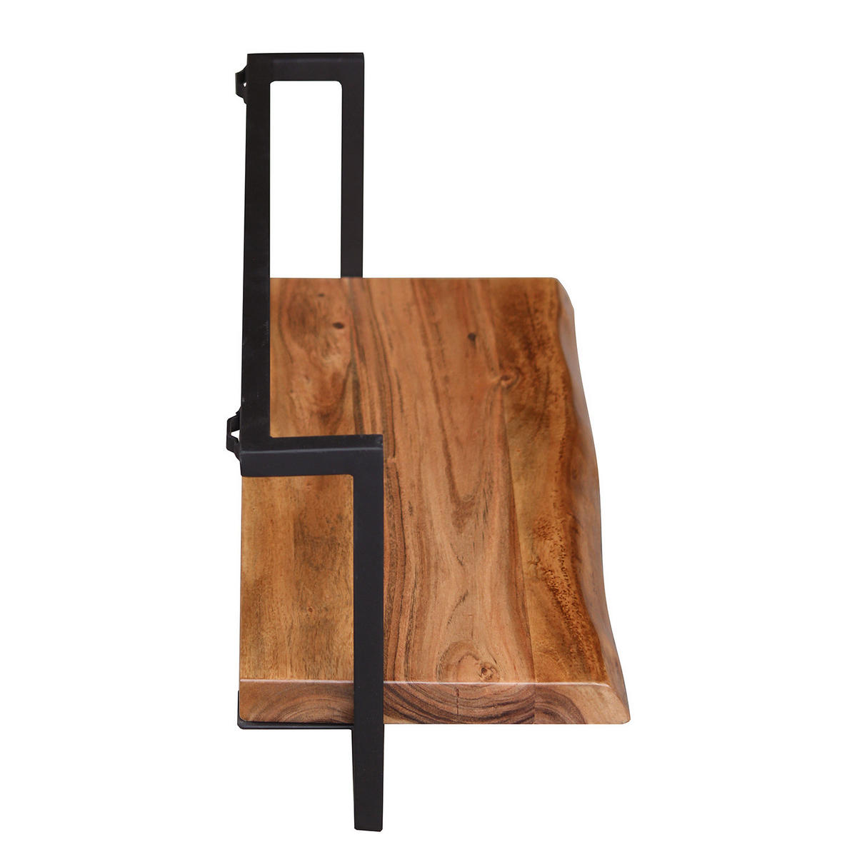 WANDREGAL - Akazie massiv / Metall - Akaziefarben, Metall (65/30/26cm) - home24