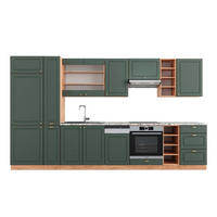 KÜCHENZEILE Fame-Line Grün-Gold Landhaus/Goldkraft Eiche 355 cm AP Marmor - Eiche Wotan/Grün, Holzwerkstoff (355/81.6/60cm) - Vicco