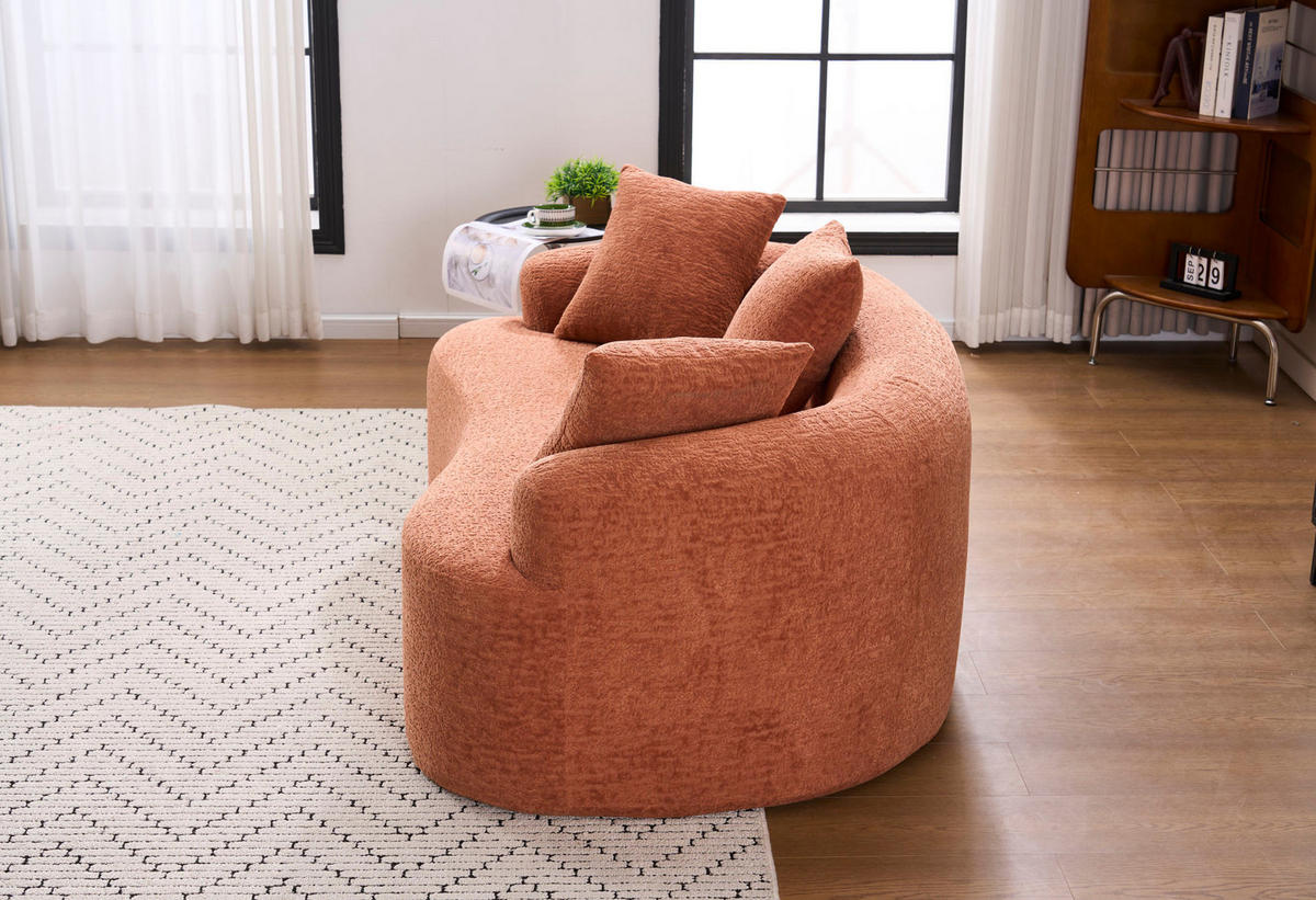 SOFA 2-Sitzer extra tiefe Sitzfläche Chenille Coral - Braun, Kunststoff (153/63/94cm) - Meubliv