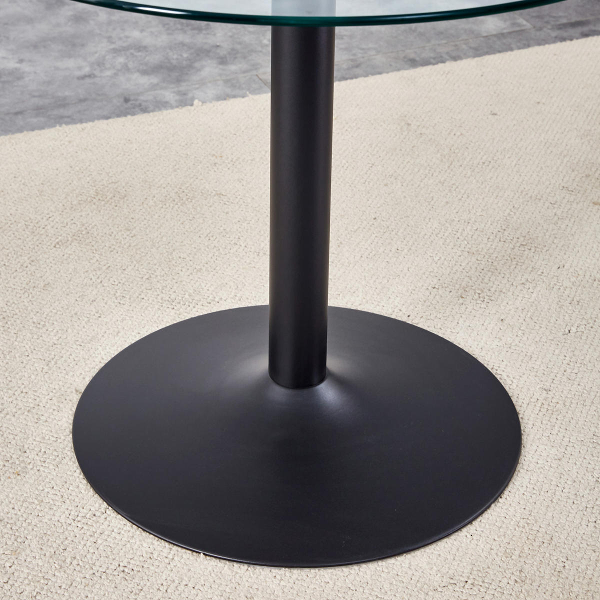 ESSTISCH 85/85/76 cm schwarz transparent aus Glas und Metall mit runder Tischplatte - Schwarz, Holzwerkstoff (85/85/76cm) - OKWISH