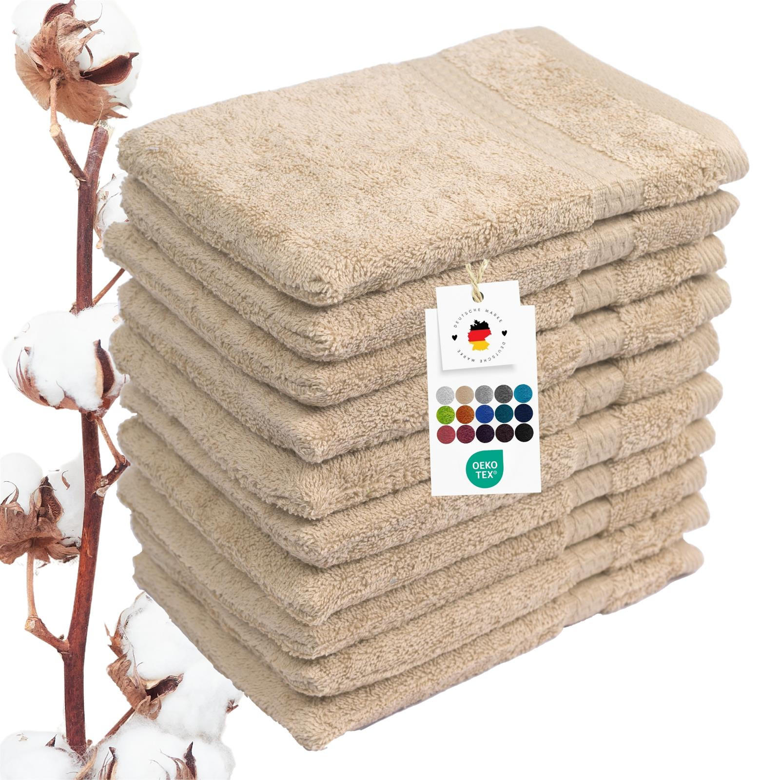 WASCHLAPPEN 16x21 cm aus 100% Baumwolle 500g/m2, 10er Set Waschhandschuhe Beige - Beige, Textil (16/21cm) - Carpe Sonno