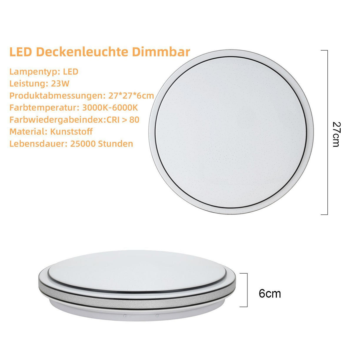 LED-DECKENLEUCHTE Benjamin 27/27/6 cm - Schwarz, Kunststoff (27/27/6cm) - Nettlife