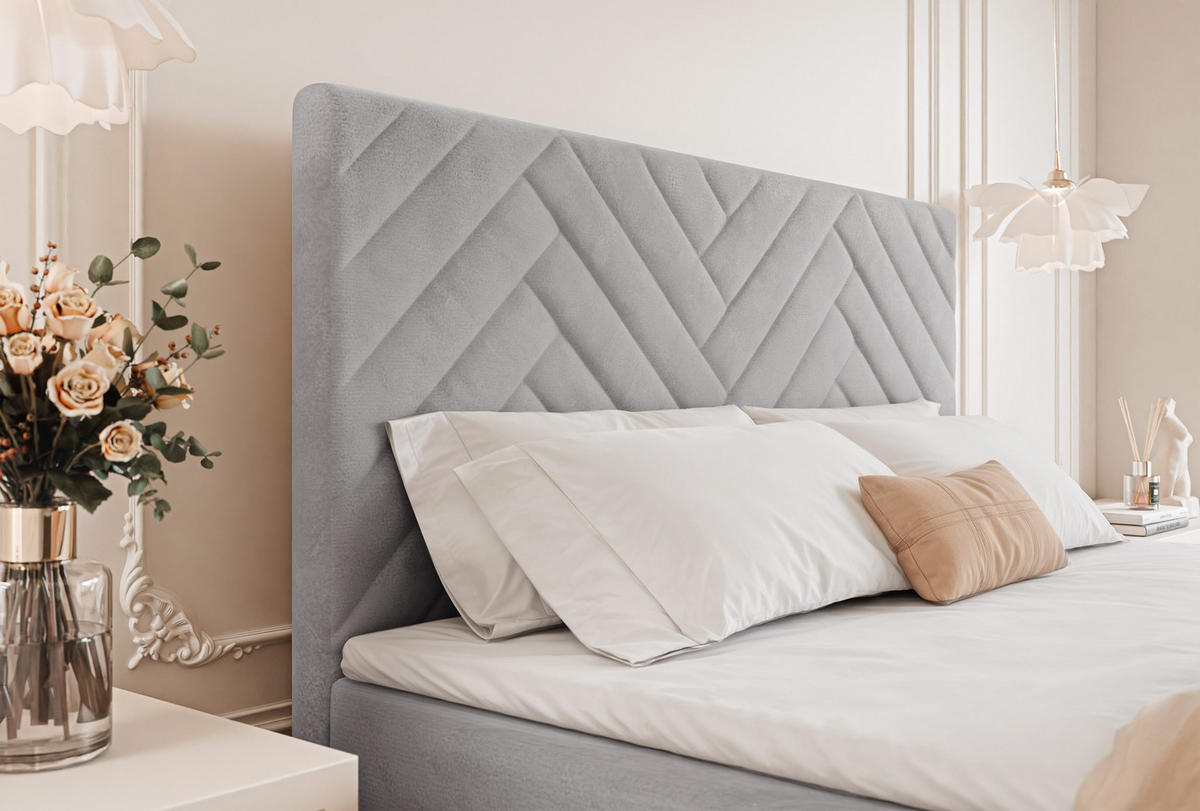 BOXBETT NEREA 120/200 cm mit Matratze und Topper, Grau - Grau, Textil (120/200cm) - Idohome