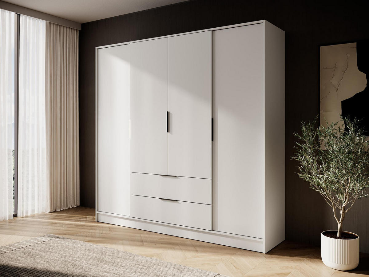 KLEIDERSCHRANK Lyke, Beige - Beige, Holzwerkstoff (206/200/51cm) - Bettso