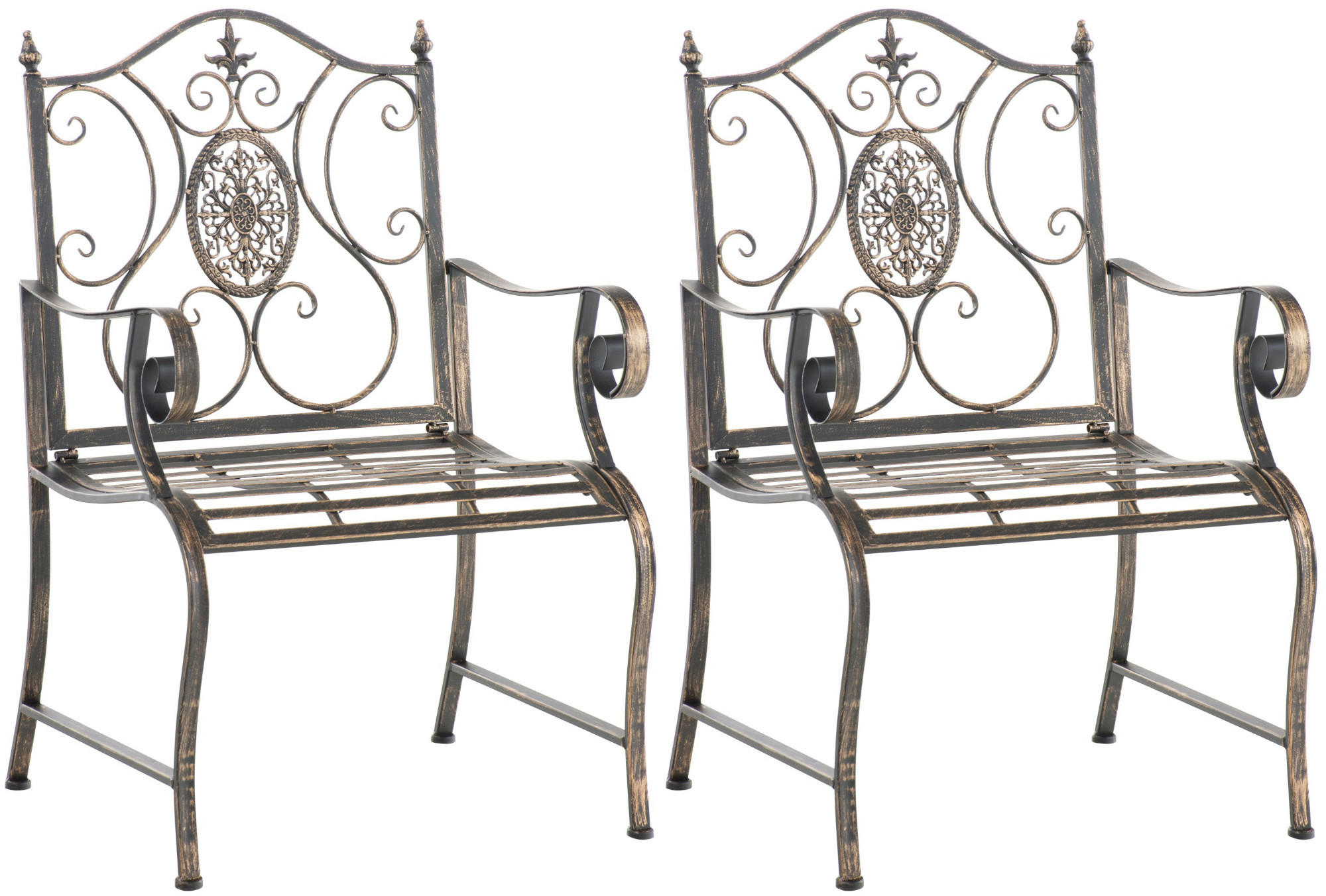 GARTENSTUHL 2er Set Metall bronze - Bronzefarben, Metall (62/94/53cm) - CLP