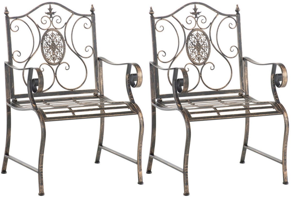 GARTENSTUHL 2er Set Metall bronze - Bronzefarben, Metall (62/94/53cm) - CLP