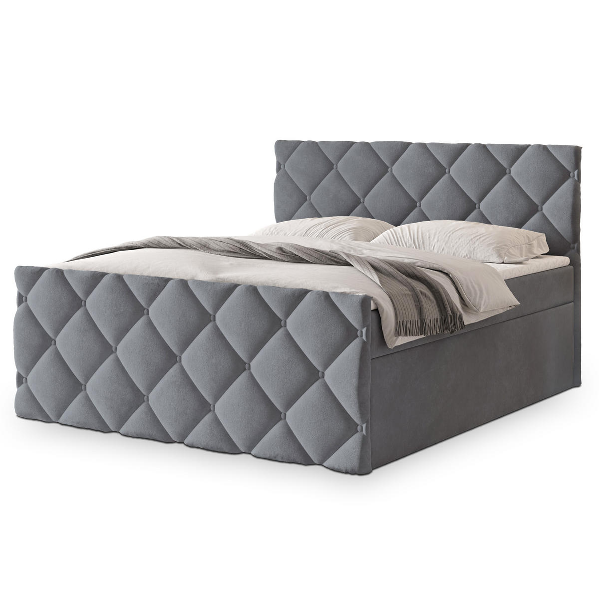 POSTEL BOXSPRING ROVARI 160x200 cm, s matrací a úložným prostorem, šedá - šedá, kompozitní dřevo/textil (160/200cm) - MASSENO