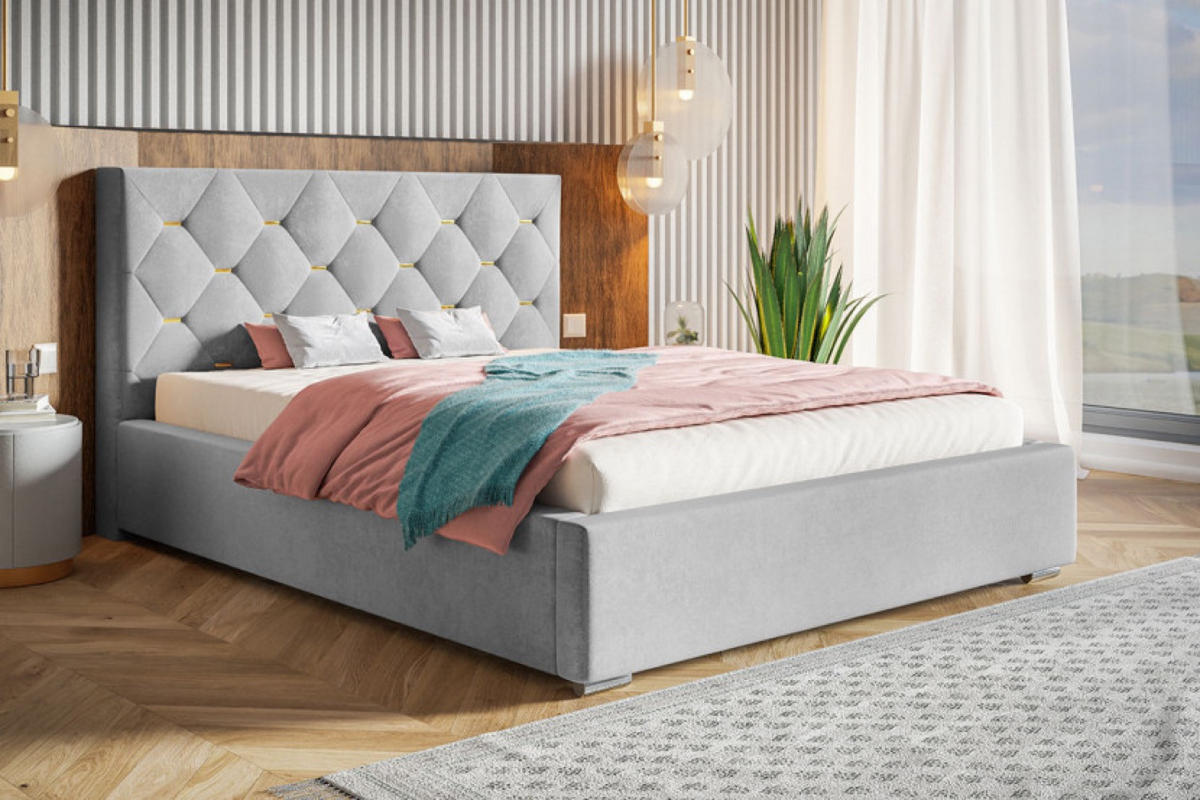 BETT Grau BEN 17 Gepolstert 120x200 cm - Grau, Textil (120/200cm) - Sepro Meble