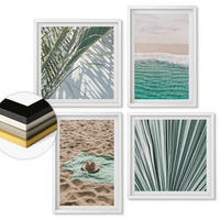 WANDBILDER 4er-Set - 50x50 cm & 40x60 cm Weißer Rahmen - Urlaubsblick Strand Meer - Weiß, Kunststoff (50/50cm) - ArtPrintCave