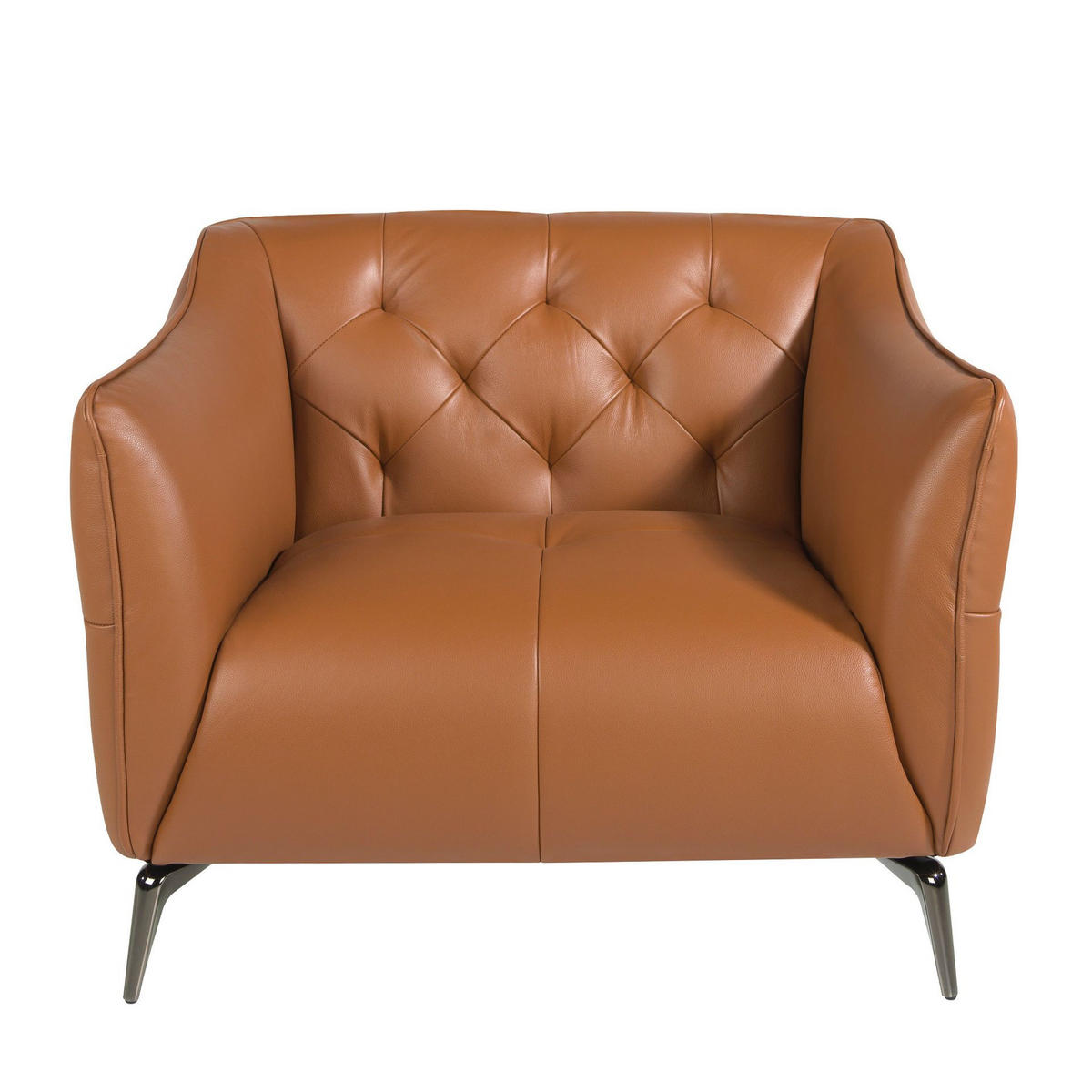 CHESTER Sessel Leder braun Erde Ton - Edelstahlfarben/Dunkelbraun, Leder/Metall (103/77/95cm) - ANGEL CERDA