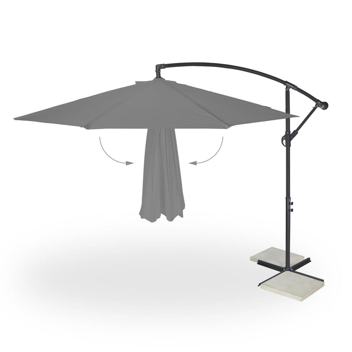 AMPELSCHIRM - Anthrazit, Kunststoff/Textil (300/350cm) - Relaxdays
