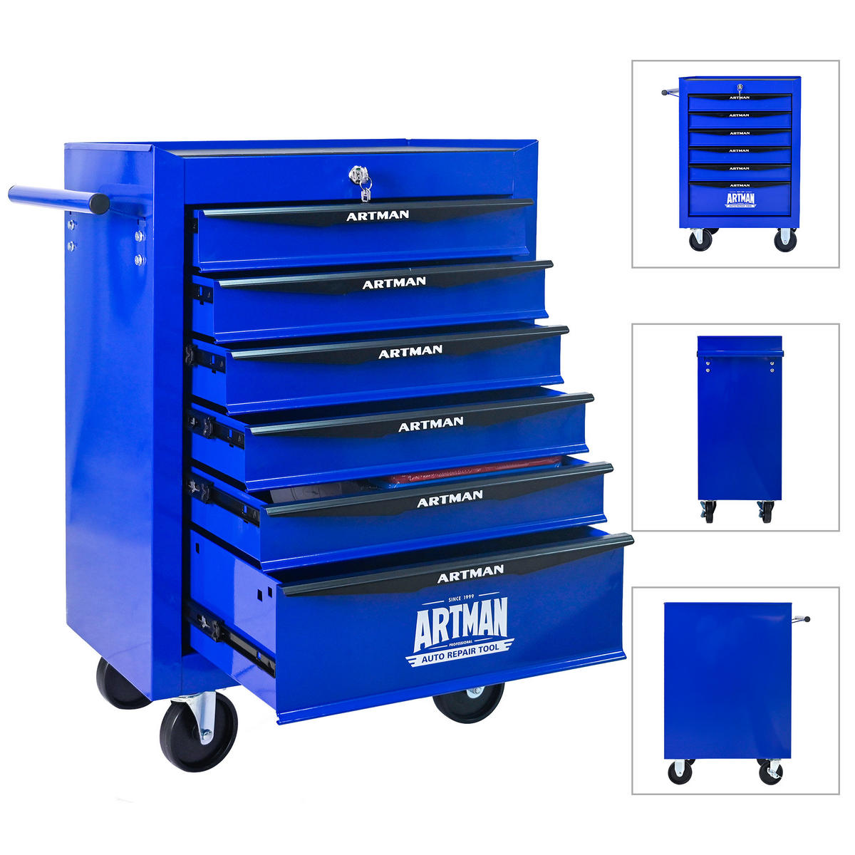 KOMBINATIONSKOFFER – 6 Schubladen, 508 mm (20 Zoll), mit 6 Schubladen, Farbgebung in Schwarz und Blau. - Multicolor, Metall (33/77.5/60cm) - DCA