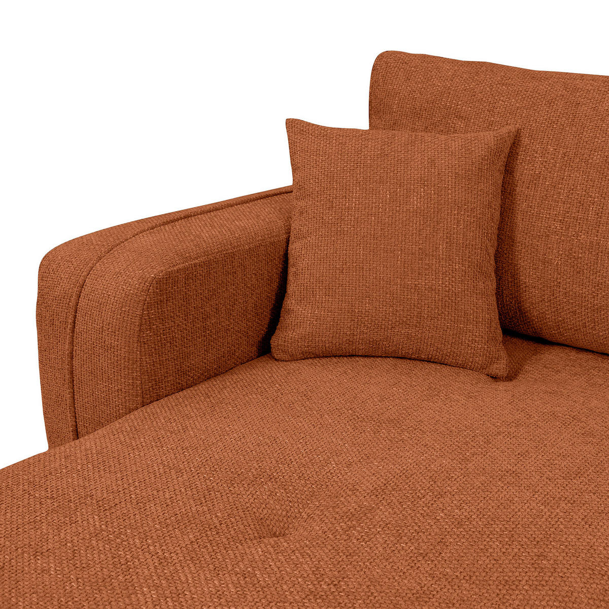 ECKSOFA mit Schlaffunktion - 272 cm - Terracotta/Schwarz, Kunststoff/Textil (272/145cm) - home24