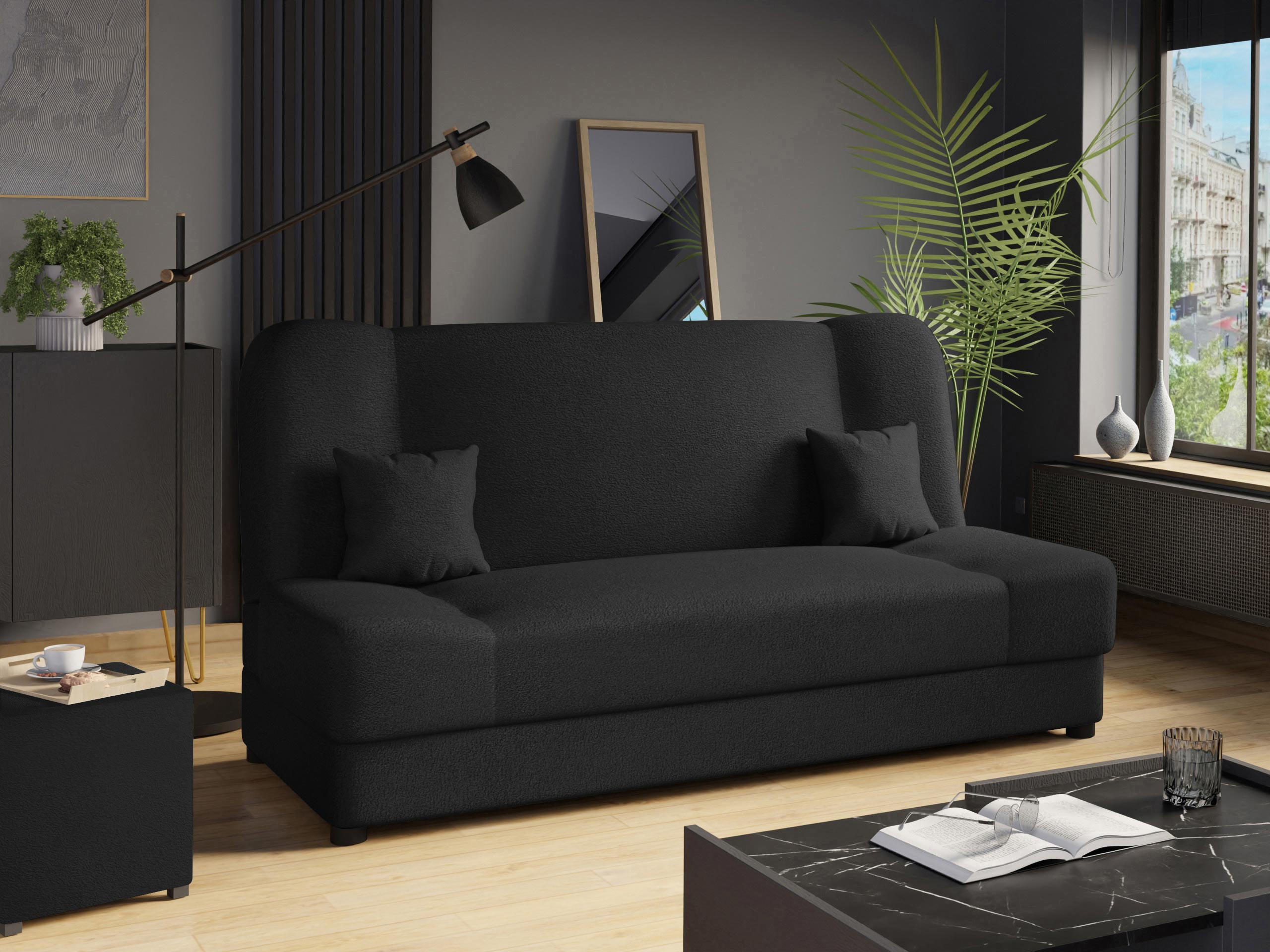SCHLAFSOFA Jonas - Schwarz, Holz/Textil (195/86/87cm)