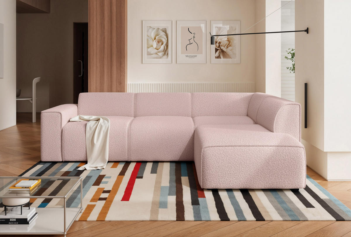 ECKSOFA ZAVO Feiner Mischstoff in Rosa - Rosa, Holzwerkstoff/Kunststoff (310/218cm) - Idohome