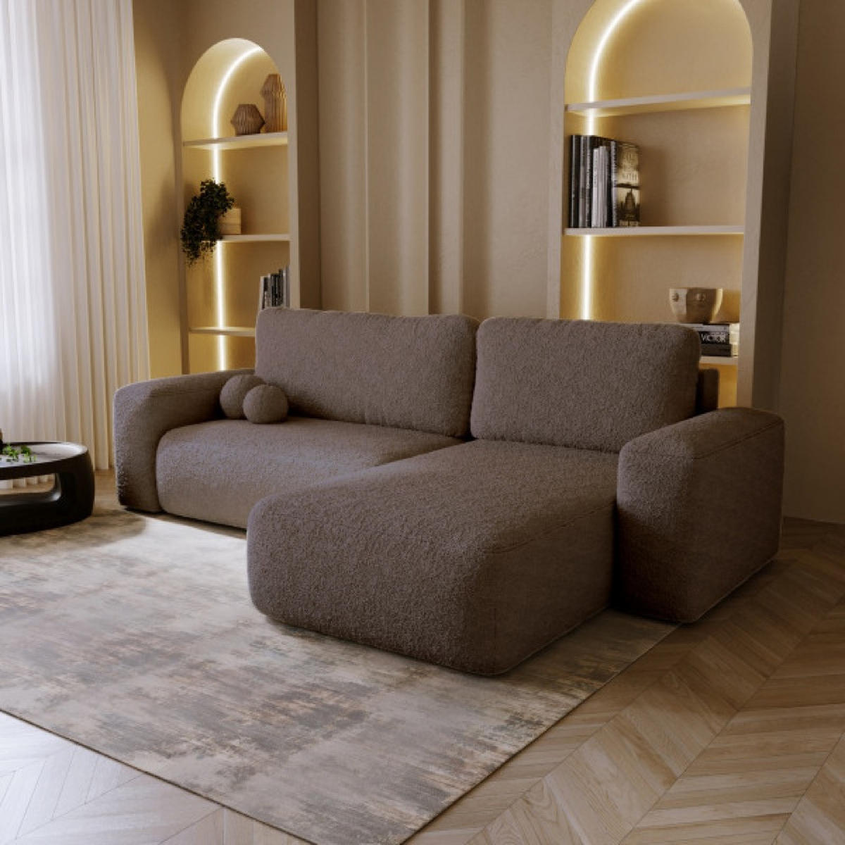 ECKSOFA Violett-Braun ILO Mit Schlaffunktion Und Bettkasten - Flieder/Braun, Textil (282/177cm) - Sepro Meble