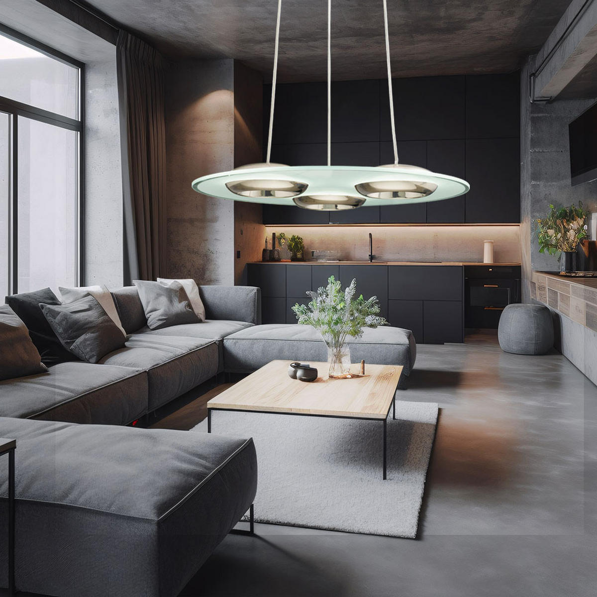 LED HÄNGELEUCHTE BOOTES Silber Glas - Silberfarben, Glas (48/48/110cm)