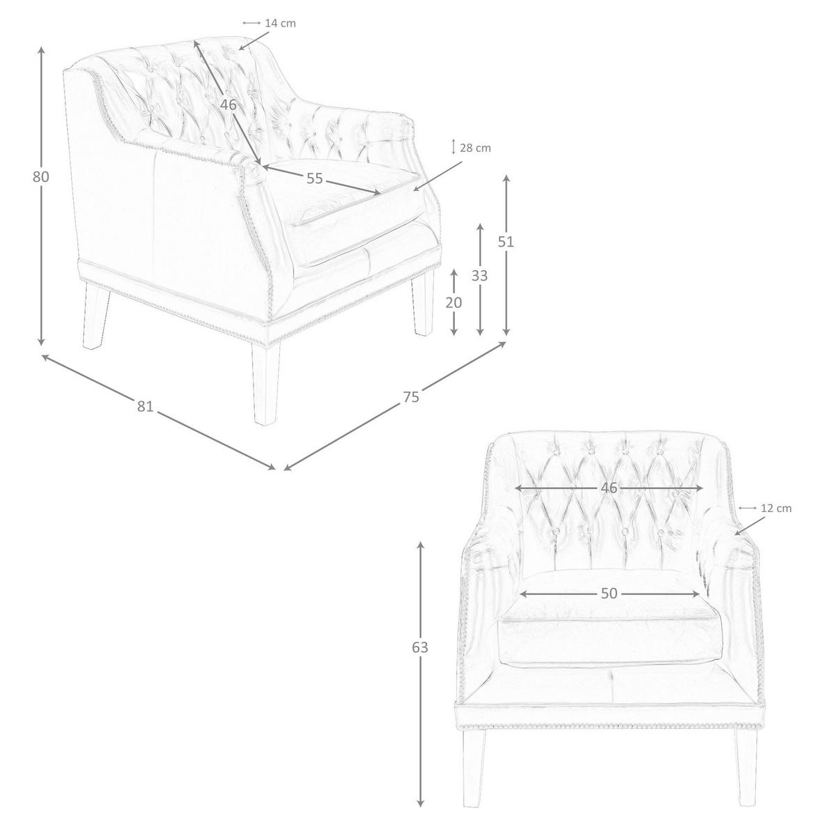 CHESTERFIELD-SESSEL Chester-Sessel aus cognacbraunem Leder 75/81/80 cm - Cognac/Walnussfarben, Leder/Holz (75/80/81cm) - ANGEL CERDA