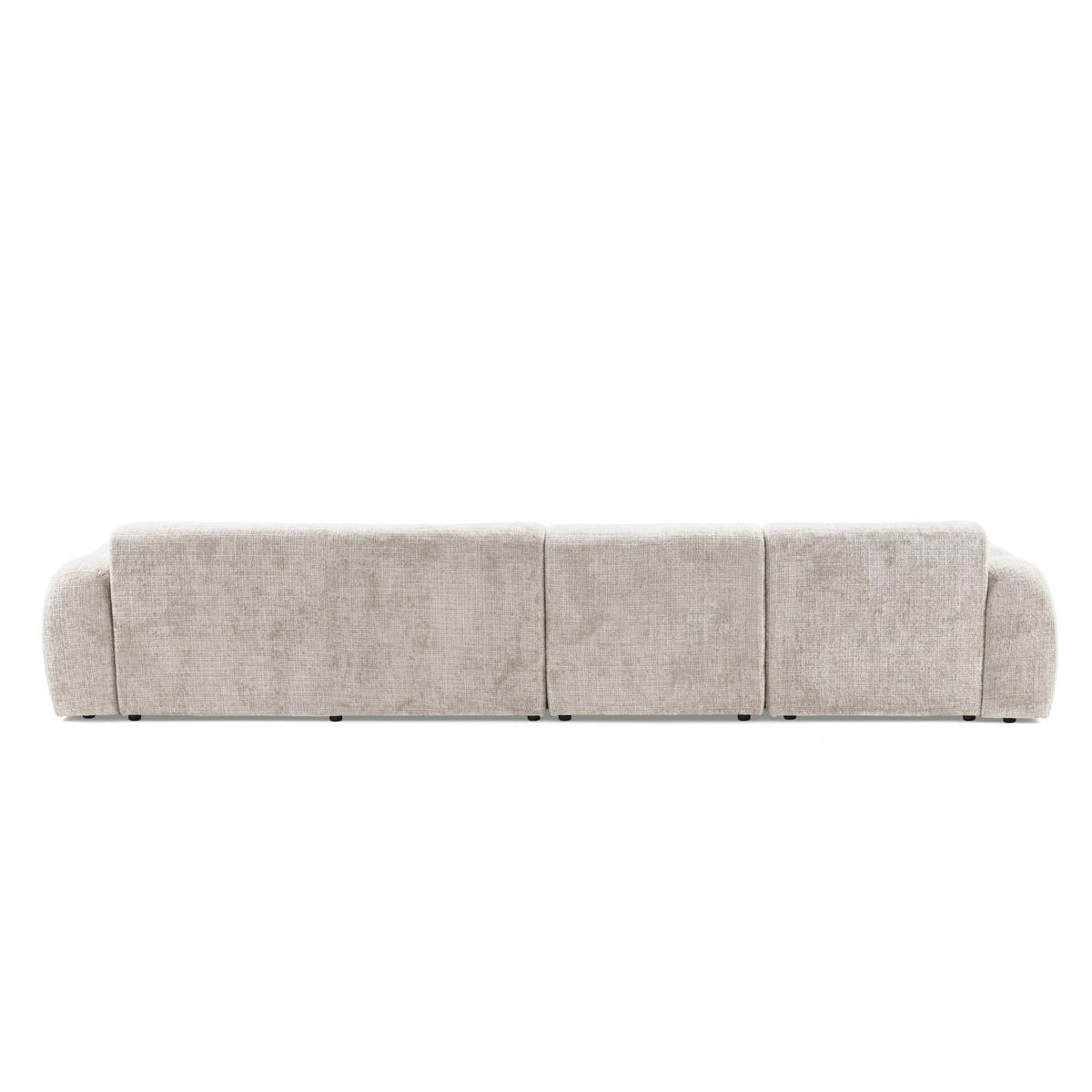 5-SITZER modulares Ecksofa VEER SET 2 Links, 379 x 175 cm, Chenille Webstoff Creme - Creme/Schwarz, Holz/Kunststoff (379/175cm) - Muffo