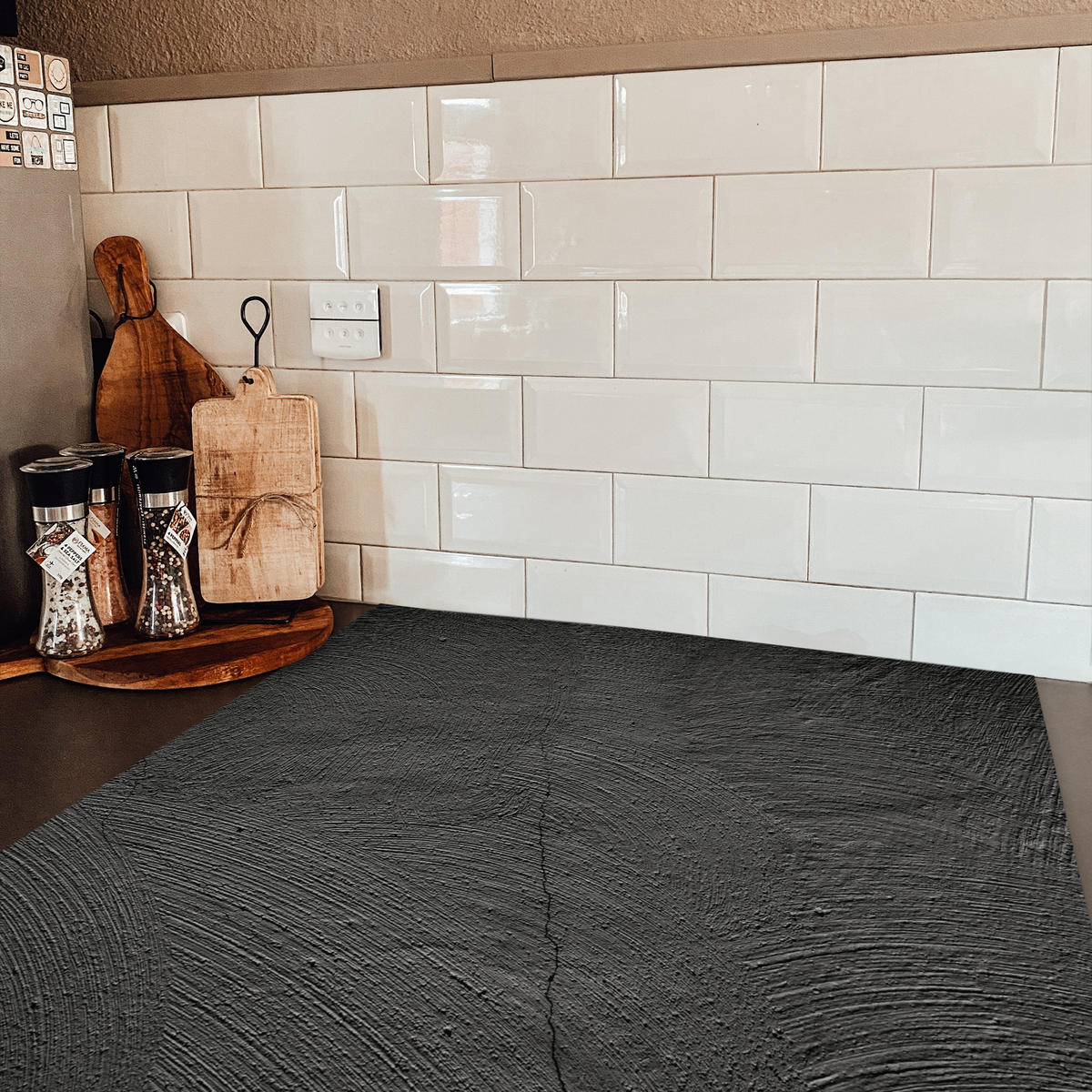 HERDABDECKPLATTE Beton - Schwarz - Industriell Induktionsmatte 78x78 cm - Anthrazit, Kunststoff (78/78/0.2cm) - MuchoWow