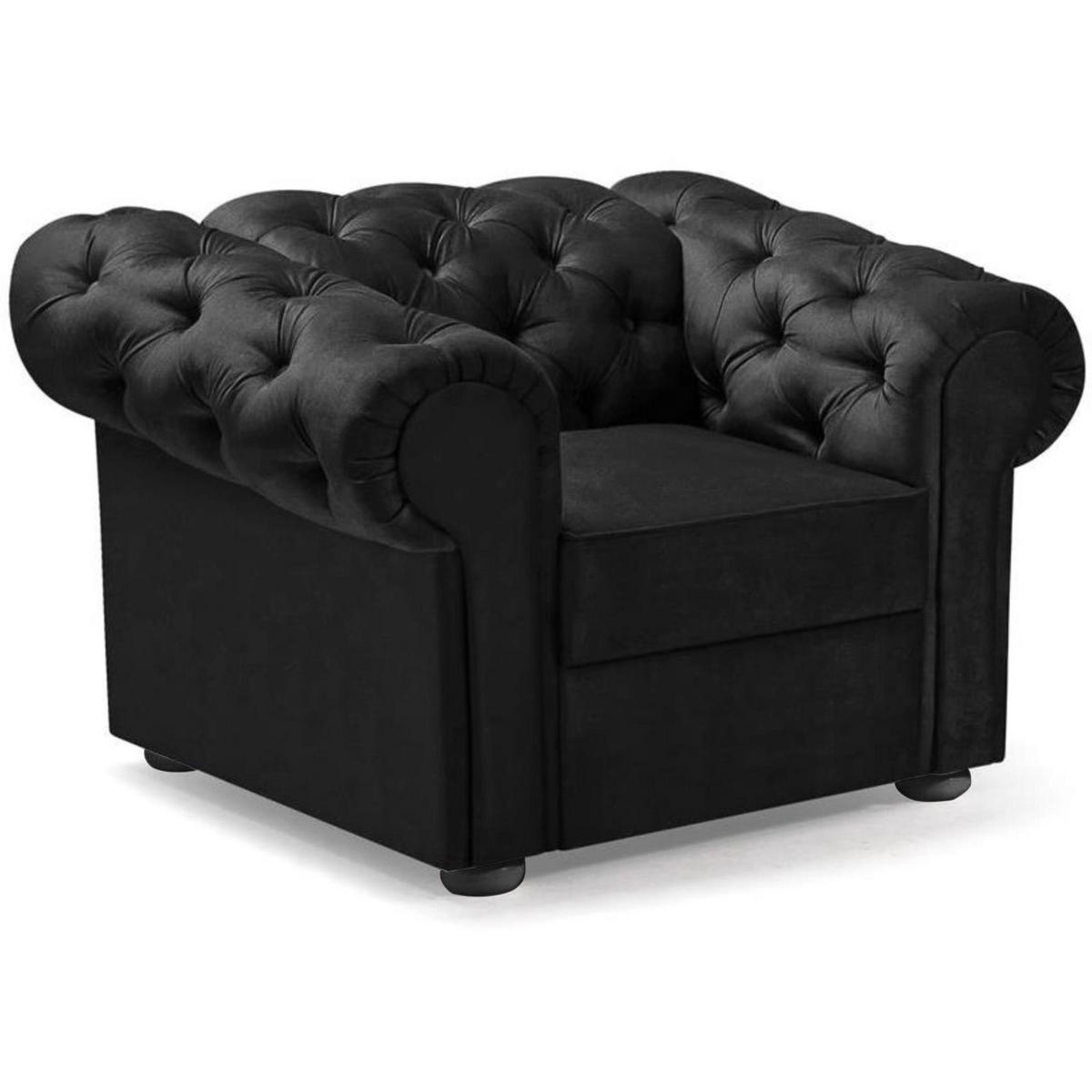 SITZGARNITUR Chester 3+2+1 im Chesterfield-Stil, Schwarz - Schwarz, Textil (252/82/92cm) - Beautysofa