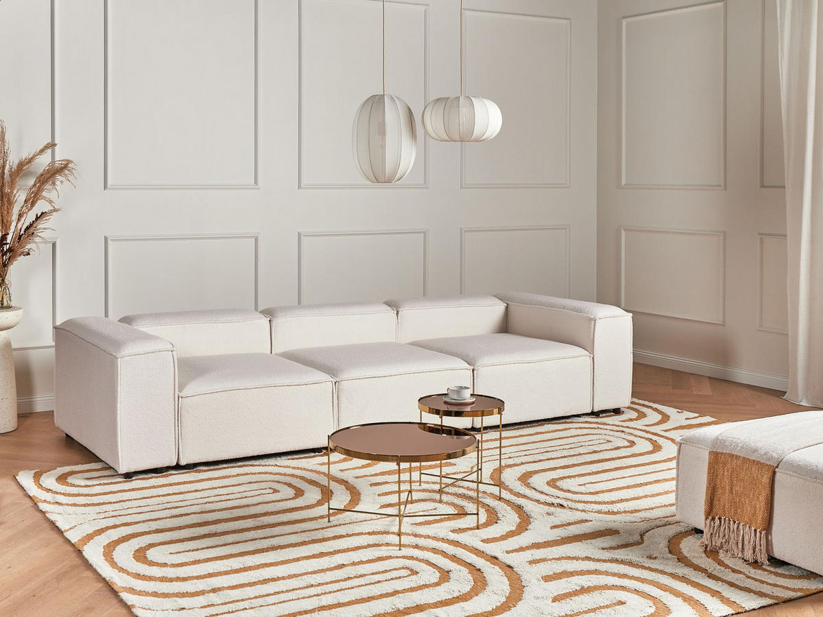 3-SITZER-MODULSOFA Bouclé Cremeweiß Ardal - Creme, Textil (326/68/119cm) - Beliani