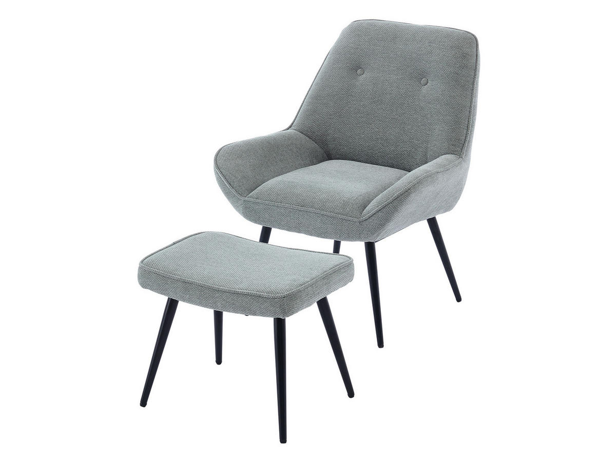 SESSEL Zorto Muz 809B mit Fußbank - Schwarz/Grau, Holz/Textil (73/89/73cm) - MIRJAN24