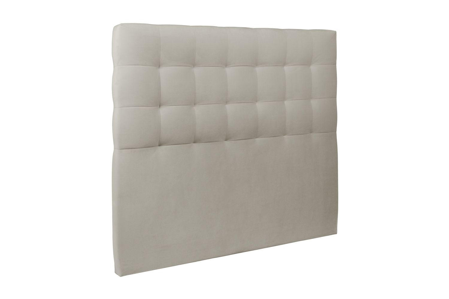KOPFTEIL gepolstert - Gesteppt – taupefarbener Samtstoff - 140 cm - Taupe/Beige, Holz (140/120/10cm) - Sommeil de Plomb