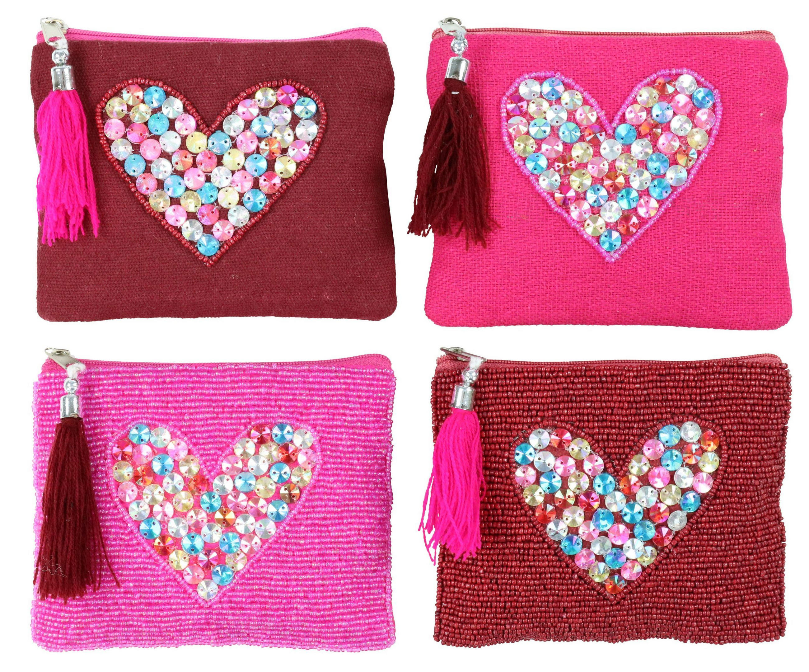 TÄSCHEN Hearts 4er-Set 12,5x18cm - Multicolor, Textil (18/12.5/1cm) - FURNARO
