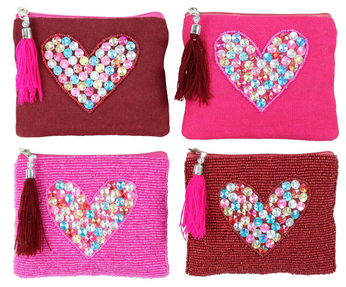 TÄSCHEN Hearts 4er-Set 12,5x18cm - Multicolor, Textil (18/12.5/1cm) - FURNARO