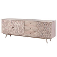 SIDEBOARD Akazie 210x42x75 weiß lackiert MOSAYK #209 - Weiß, Holz (210/75/42cm) - Massivmoebel24