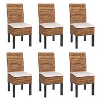 ESSZIMMERSTUHL 6er-Set Korbstuhl Stuhl Malibu Bananengeflecht 96x46x41cm Sitzhöhe 46cm dunkel mit Kissen - Dunkelbraun, Kunststoff (46/96/41cm) - CHEFGASTRO